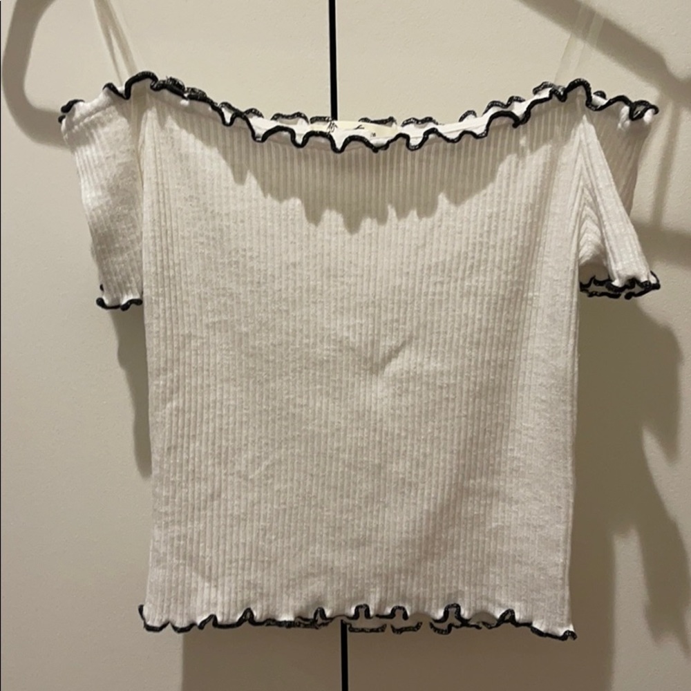 Off shoulder white cropped top